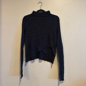 Free People Knit Cross Front Mock Neck Crop Sweater